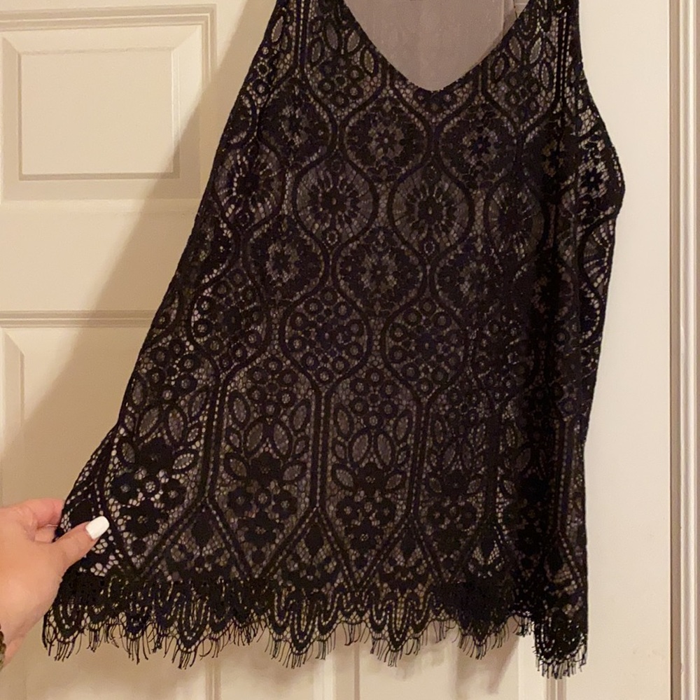 Stunning Loft Strapped Blouse with Taupe Underlay